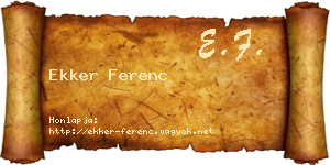 Ekker Ferenc névjegykártya